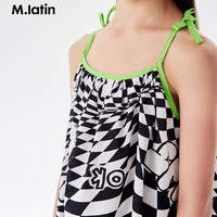 马·拉丁（M.Latin）/童装儿童连衣裙24夏女大小童满地图案吊带裙 黑色格 110cm