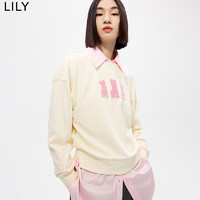 LILY 春新款女装趣味可爱萌兔时尚洋气通勤舒适圆领卫衣内搭女 604米白 L