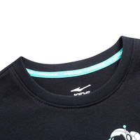 鸿星尔克(ERKE)童装儿童长袖T恤秋季拼接撞色简约儿童长T小童装男童女童纯棉 正黑 130