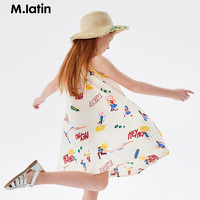 马·拉丁(M.Latin)/童装儿童连衣裙24夏女大小童满地图案吊带裙 花米咖色 140cm