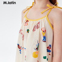 马·拉丁（M.Latin）/童装儿童连衣裙24夏女大小童满地图案吊带裙 花米咖色 90cm