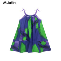 马·拉丁(M.Latin)/童装儿童连衣裙24夏女大小童满地图案吊带裙 紫罗兰 140cm