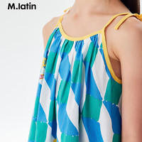 马·拉丁（M.Latin）/童装儿童连衣裙24夏女大小童满地图案吊带裙 花蓝色 150cm