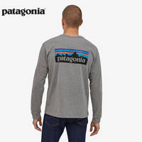 Patagonia 男士混纺棉轻便logo潮流圆领长袖T恤卫衣L/S P-6 Logo 38518 GLH M