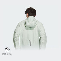 adidas休闲防晒UPF50+拒水防泼宽松连帽夹克外套男阿迪达斯轻运动 亚麻绿 L