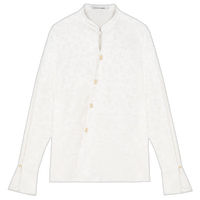 VEGA CHANG新中式衬衫女2025年春季设计感小众提花袢扣长袖衬衣 云锦白 L