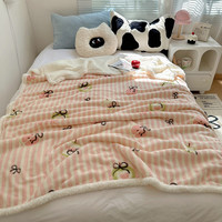 雅鹿毯子午睡办公室沙发毯空调珊瑚绒毛毯加厚冬季小盖毯秋冬四季通用 青苹果【多功能盖毯】 200*230cm【双人毯/可铺床】