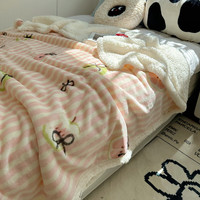 雅鹿毯子午睡办公室沙发毯空调珊瑚绒毛毯加厚冬季小盖毯秋冬四季通用 青苹果【多功能盖毯】 70*100cm【办公/盖腿毯】