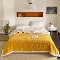 MERRYLIFE羊羔绒法兰绒毛毯子午睡办公室午休毯盖沙发床单用儿童小毯宿舍毯 芒果黄-升级加厚 100CM*150CM/儿童适用