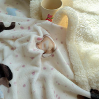 雅鹿毯子午睡办公室沙发毯空调珊瑚绒毛毯加厚冬季小盖毯秋冬四季通用 调皮狗【多功能盖毯】 100*150cm【披肩/车载/午休毯】