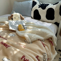 雅鹿毯子午睡办公室沙发毯空调珊瑚绒毛毯加厚冬季小盖毯秋冬四季通用 乐趣狗【多功能盖毯】 100*150cm【披肩/车载/午休毯】