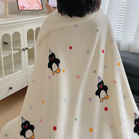 雅鹿毯子午睡办公室沙发毯空调珊瑚绒毛毯加厚冬季小盖毯秋冬四季通用 小企鹅【多功能盖毯】 150*200cm【单人毯/可铺床】