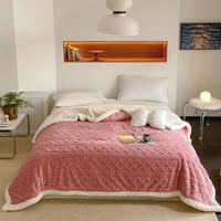 MERRYLIFE羊羔绒法兰绒毛毯子午睡办公室午休毯盖沙发床单用儿童小毯宿舍毯 玫瑰粉-升级加厚 180CM*200CM/双人适用