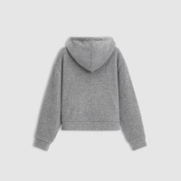 GAP女装2024秋冬刺绣logo丝绒里抽绳立领连帽卫衣外套600783 灰色 S (160/80A亚洲尺码)