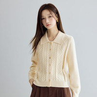 茵曼（INAN）北极绒复古红开衫毛衣女2024冬季新款舒适百搭保暖针织上衣