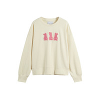 丽丽LILY春女装趣味可爱萌兔时尚洋气通勤舒适圆领卫衣内搭女 604米白 S