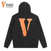 VLONE【美版】大V连帽卫衣男秋季潮牌宽松休闲百搭长袖上衣男 黑色XM-VLW106橙V XL 黑色GW-V010橙V
