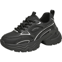 他她(TATA)休闲厚底老爹鞋女鞋增高炸街运动鞋秋季WV401CM4 黑色 34