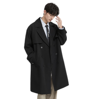 伯爵卓尔双排扣经典通勤风衣外套男中长款英伦简约大衣2024春秋季 子夜黑 （A款-D411001） M 170