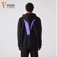 VLONE【美版】大V连帽卫衣男秋季潮牌宽松休闲百搭长袖上衣男 黑色XM-VLW103紫V M 黑色HW-V019紫V