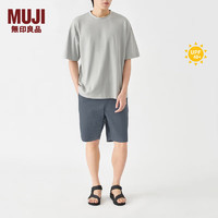 MUJI 无印良品（MUJI）男式 凉感珠地网眼宽版T恤 男士短袖打底衫男款 ABA91C3S 浅蓝色