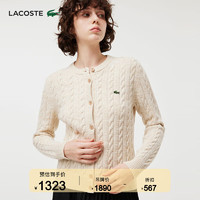 LACOSTE 法国鳄鱼女装秋季时尚潮流百搭圆领绞花开衫长袖毛衣|AF IBR/米色 M /165