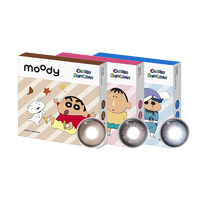 moody美瞳日抛蜡笔小新10片隐形眼镜优雅风间350度 风间蓝(优雅风间)丨幽蓝水汪汪