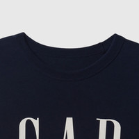 Gap男女装2025春季纯棉印花大logo长袖T恤内搭上衣美版725634 海军蓝 2XL 美码 XXXL亚洲码185/124A