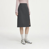 范思蓝恩时髦知识分子波点直筒中裙半身裙秋冬2024裙子14554 灰黑波点 XL