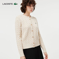 法国拉科斯特 LACOSTE女装秋季时尚潮流百搭圆领绞花开衫长袖毛衣|AF IBR/米色 XS /155 34 /155