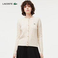 法国拉科斯特 LACOSTE女装秋季时尚潮流百搭圆领绞花开衫长袖毛衣|AF IBR/米色 M /165