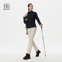 /可隆 KOLON SPORT针织夹克 女子弹力连帽印花接触凉感UPF50+防晒衣外套 LKJK5MNT10-BK 黑色 M 165/88A