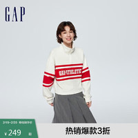 Gap 女装2024春秋新款LOGO撞色半拉链套头卫衣宽松上衣405064