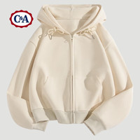 C&A连帽卫衣女春秋款2025小个子慵懒风连帽开衫春装卫衣 花灰色 XL