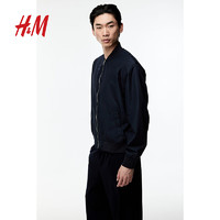 H&M 2024夏季新品男装女装标准版型飞行员夹克1225195 海军蓝 175/100