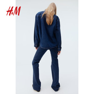 H&M 女装衬衫2025年春季简约潮流时尚长袖大廓形牛仔衬衫1268199 牛仔蓝 XS 155/80