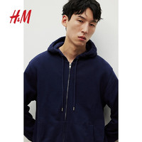 H&M2024秋季男装女装休闲百搭简约标准版型拉链连帽衫0852614 海军蓝 XL 180/124