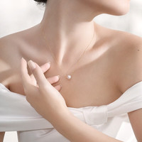 大溪地 18k金akoya海水珍珠项链正圆强光路路通锁骨链 akoya【8.5-9mm】-黄18K链