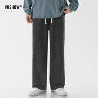 viishow美式复古基础百搭大码休闲长牛仔裤男士潮牌ins百搭直筒宽松阔腿 浅灰 XL