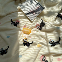 雅鹿毯子午睡办公室沙发毯空调珊瑚绒毛毯加厚冬季小盖毯秋冬四季通用 甜心猫咪【多功能盖毯】 200*230cm【双人毯/可铺床】