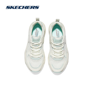 斯凯奇（Skechers）踏浪丨男女同款老爹鞋春季透气小白鞋网面学院风款运动鞋增高 粉红/绿色/WMNT（女款） 36