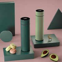 皇家洛克保温杯男女304不锈钢水杯儿童简约个性便携杯子 【智能显温款】浅苏紫480ML