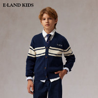 E-LAND KIDS E·LAND KIDS衣恋男童针织开衫2025年春季新品LOGO刺绣撞色条纹