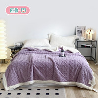 匹鲁毛毯双层盖毯可水洗加大单双人毛毯春秋四季通用毯子办公室午睡毯 莫奈紫 100*150cm
