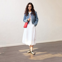 自巧小个子白色设计感花苞裙女2024早春法式度假a字半身裙子 雅白色 XS （2码）