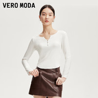 VERO MODA T恤2025春季新款正肩通勤V领长袖显瘦上衣