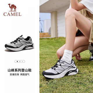 骆驼（CAMEL）户外登山鞋男女春夏透气防滑运动徒步越野鞋F24B097048 银白/粉/冰爽蓝,女款 39