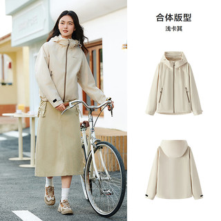 森马（Semir）都市护身服|森马外套女三防防风春季2025插肩袖连帽夹克潮流 浅卡其50311 M 160/84A