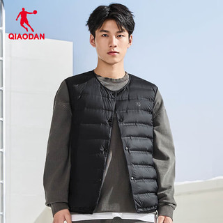 乔丹QIAODAN羽绒马夹男外套冬季保暖梭织羽绒服背心 黑色 3XL 190