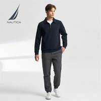 诺帝卡（NAUTICA）24秋冬双面珠地亲肤舒适半拉链翻领卫衣男KO4306 藏青4NV S